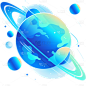 宇宙系列蓝色插画圆点星球