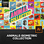 Animals Isometric collection 卡通动物等距视图素材 矢量格式-淘宝网