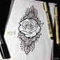 欧美梵花玫瑰纹身图案手稿