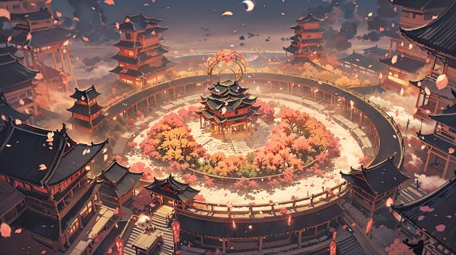 AI国风古城建筑场景素材 影视游戏概念设定背景插画设计临摹参考-淘宝网