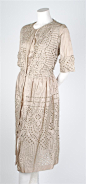 Taupe Eyelet French Couture Dress,   1920s~Image © Leslie Hindman Auctioneers, Inc.