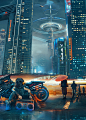 city Cyberpunk digitalart dubai future futuristic lights night photoshop Scifi