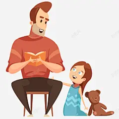父亲给女儿讲故事插画矢量图 免费下载 页面网页 平面电商 创意素材