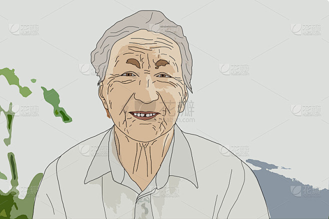 Illustration of elderly woman, Cute Cartoon Charac