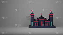 清真寺的3D渲染。完美的背景，登陆页，网页，海报等