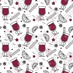 冬季热红酒无缝图案线形台阶