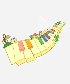 卡通装饰画钢琴键子马路高清素材 卡通 可爱 孩子气 免抠png 设计图片 免费下载