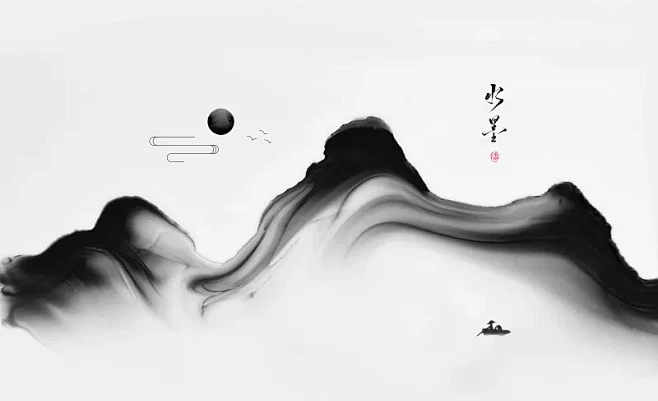 中国风抽象水墨画之墨影山峦图片下载