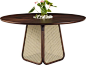 The Panel Dining Table is a natural gathering place. A walnut veneer top surrounds a central glass insert that adapts to you: use as a planter, equip with the optional lazy susan or leave it open for a view of the intricate interior.