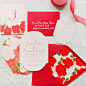 Red botanical stationery // KT Merry Photography //  Invitations: Smitten on Paper // http://www.theknot.com/weddings/album/147050