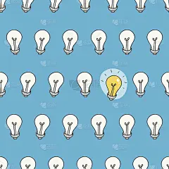 手绘无缝灯泡图案。思想的象征。
