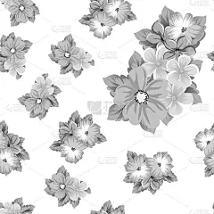 抽象无缝黑白图案的花。适合设计贺卡、请柬、生日问候、情人节、婚礼、聚会、庆典。