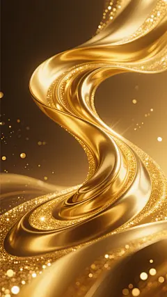 金色渐变背景，不同样式的流动曲线形态，金色光芒，金色亮片，金属光泽，暗金色背景，不同风格的波浪线条，金色发光粒子，抽象背景，奢华质感，金色渐变，金色光效，金色光斑，金色闪光，金色流线型设计，金色动态曲线，金色波浪纹，金色螺旋纹，金色漩涡纹，金色光斑点缀，金色光效渲染，金色金属质感，金色渐变过渡，金色高光，金色阴影，金色反光，金色光泽感，金色亮部，金色暗部，金色明暗对比，金色层次感，金色立体感，金色空间感，金色深度感，金色流动感，金色动感，金色韵律感，金色节奏感，金色艺术感，金色设计感，金色时尚感，金色现代