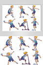 卡通儿童打球踢球运动人物元素插画-众图网
