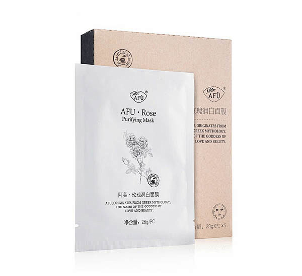 AFU阿芙玫瑰润白面膜包装设计欣赏