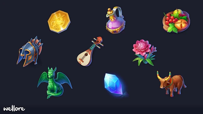 2D ancient icons-花瓣网