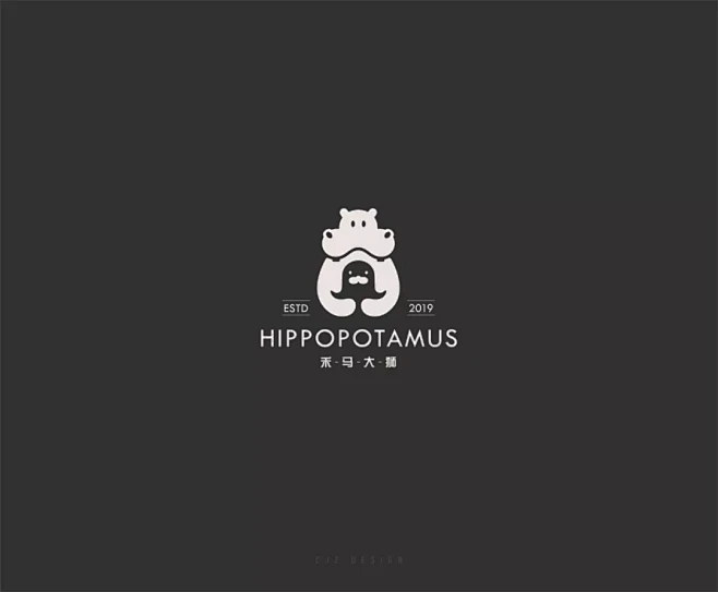 学LOGO-河马-动物logo-河马logo-正负形logo-现代logo-面构成-简洁logo-创意logo-花瓣网