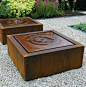 Square Garden Fountain |A simple and stylish water feature with fountain. In Corten steel or black aluminium. LED lit water features, perfect for urban gardens. This geometric design is rustic yet modern, a great way to create a sensory garden too!