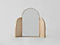 Arch Vanity Mirror  - Douglas and Bec : A minimalist three-piece free-standing mirror with steambent American Ash framing and rattan side panels. *Arch Vanity Table sold seperately