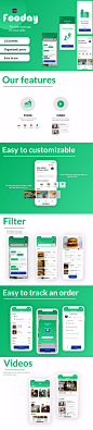 绿色清新风格美食APP iOS应用UI设计套件
