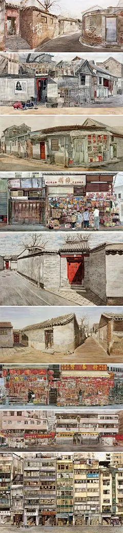 视觉志北京胡同、香港老铺，那些城市的风韵，即将埋葬在时代的岁月里。来自香港画家梁润湛的水彩手绘。