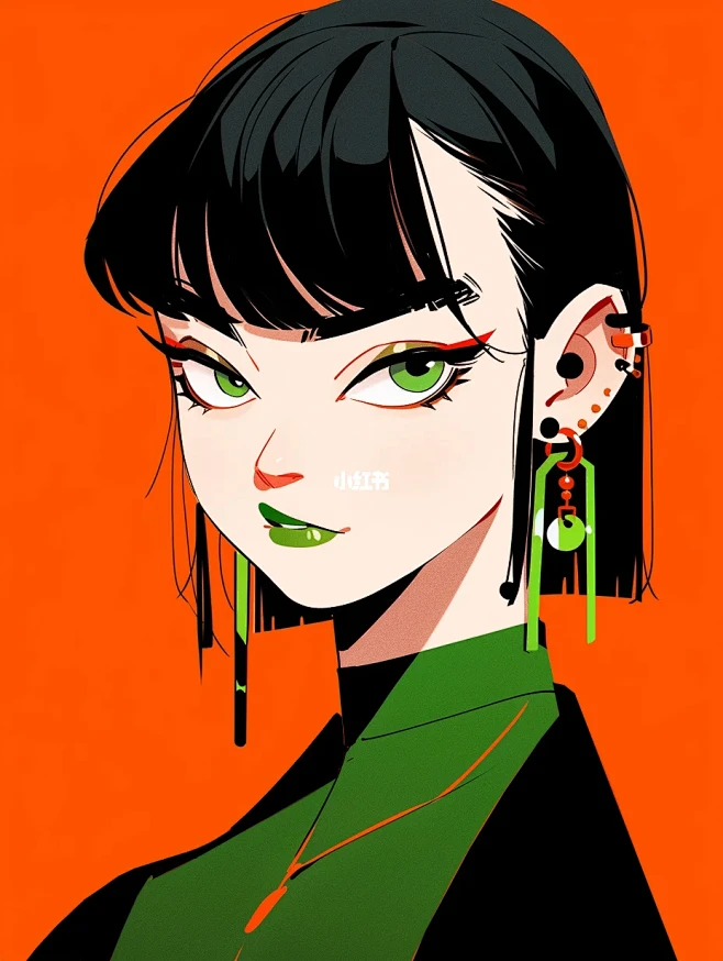 AI-|平面插画|极简漫画波普|中国女孩...