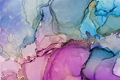 紫色、蓝色和金色的醇墨抽象纹理，新潮的壁纸