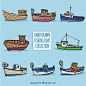Collection of hand-drawn fishing boats