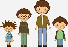 卡通手绘卷发的四口之家_新图网 https://ixintu.com 一家人 家庭 家人 情亲 亲人 血缘 温暖 温馨 融洽 幸福 四口之家 一家人手绘