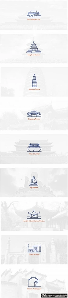 古建筑线稿logo 创意LOGO设计 中国风logo设计 建筑标志设计 古建筑商标设计 经典LOGO-花瓣网