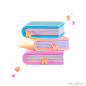 书籍教育学校学习数据3D图标 books education school learning data icon