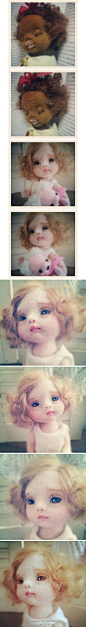 羊毛毡洋娃娃~表情做得好赞，好像捏脸。作者是某位日本大师（sorry不知道名字……