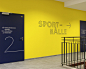 Sports hall – Chemnitz : Signage system for the sports hall of the Industrieschule Chemnitz, Berufliches Schulzentrum für Technik I.