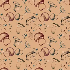 手绘无缝模式与蘑菇。