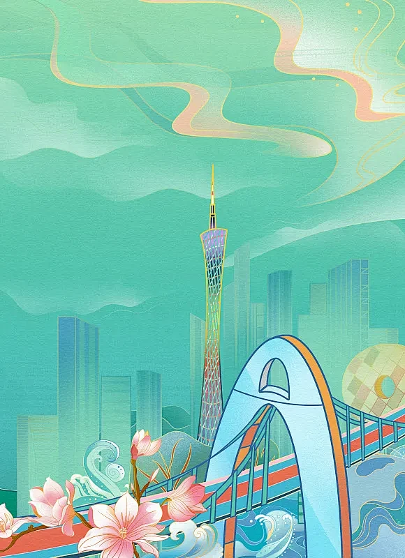 广州城市插画系列之广州塔图片下载-花瓣网