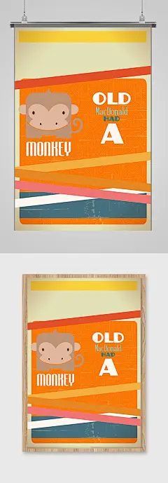 手绘插画卡通猴子背景矢量素材