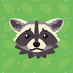 浣熊的情感。可爱浣熊的矢量插画，表现消极情绪。悲伤的emoji。笑脸图标。印刷、聊天、交流。灰色浣熊