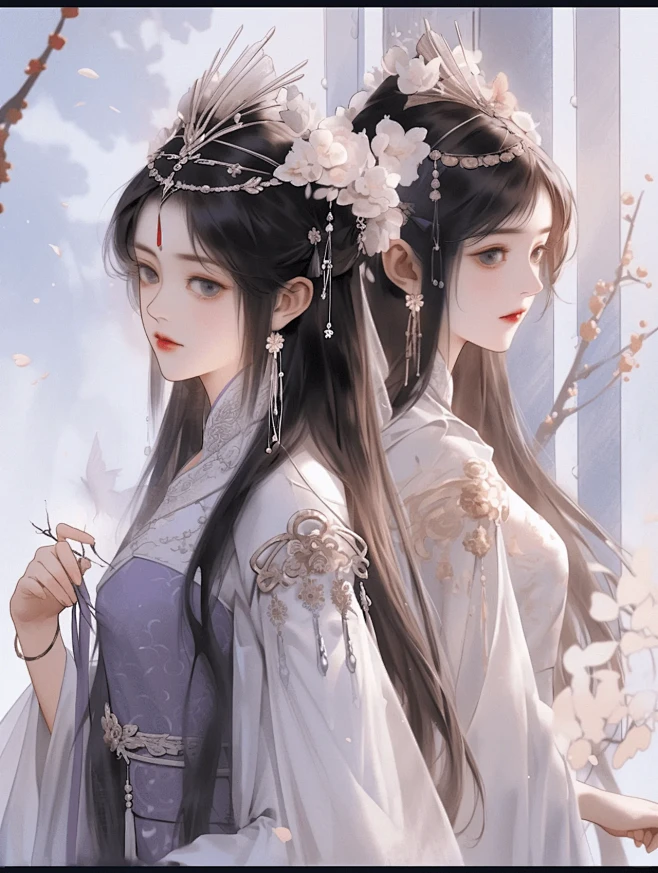 小说封面底图 | 双女主古代-花瓣网