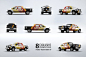 皮卡卡车SUV房地产车体广告VI样机展示模型mockups - 贝图网