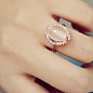 特价925银镀玫瑰金戒指 天然月光石戒指 水滴镶钻戒指 女