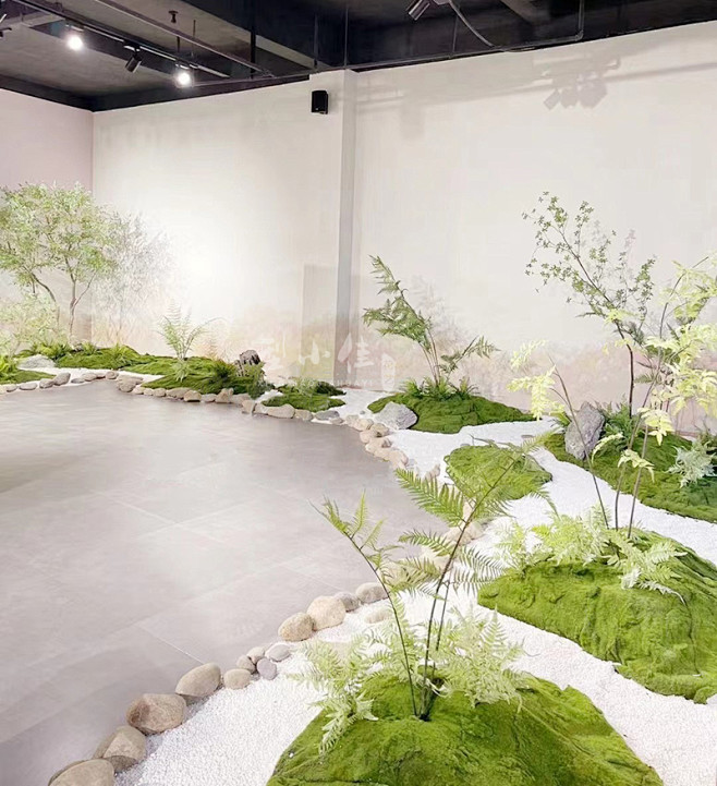 现代中日式蕨类植物景观设计 室内橱窗角落玄关空间软装绿植造景-淘宝网