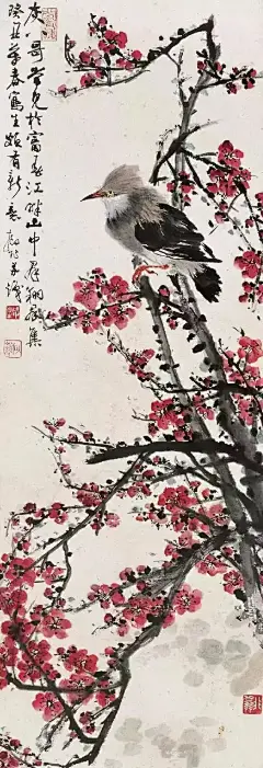 现代海上写意花鸟的高峰，难以逾越！陆抑非（1908－1997），初字一飞。杰出的中国花鸟画大家和卓越的美术教育家，曾任中国美术学院教授、研究生导师。1937年拜师吴湖帆，入“梅景书屋”。由吴湖帆将“一飞”改成“抑非”，从此以“抑非”字行。！！
