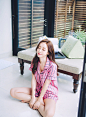 ▼SonYoonJoo▲170420图片_BP更新(甜心小兔红莓条纹绸缎萌睡衣)_看图_孙允珠吧_百度贴吧