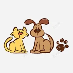 手绘猫咪和狗狗高清素材 动物脚印 卡通狗狗 卡通猫咪 手绘 漫画 猫咪 猫咪脚印 猫脚印 元素 免抠png 设计图片 免费下载 页面网页 平面电商 创意素材