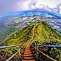 美国夏威夷瓦胡岛Haiku Stairs 通往天国的阶梯。