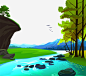 山水风景矢量图高清素材 山水风景 树木 河流 石头 矢量图 免抠png 设计图片 免费下载