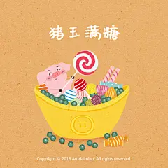 生肖成语之猪年系列 | 呆喵阿姨 - 原创作品 - 涂鸦王国插画
