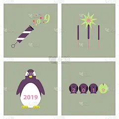 2019,新年前夕,贺卡,摆拍,模板,猪,庆祝,花,剪影