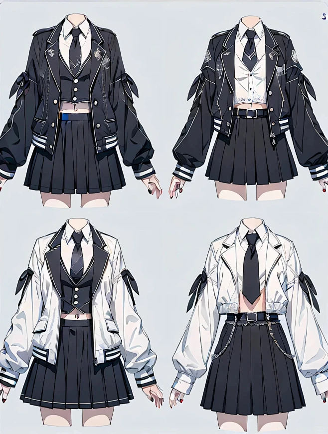 不同风格的学院风搭配服装设计图