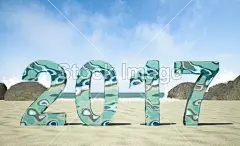在海滩上，3d 渲染图像 2017年新年#新年# #春节# #过年# #鸡年# #2017年# #新年素材# #春节素材# #海报# #设计素材# #生肖# #平面设计# #新年海报# #鸡年海报# #2017数字背景# #圣诞节装饰# #公鸡# #卡通插画# #雄鸡# #新年贺卡# #鸡年日历# #2017年日历# #天空背景# #rooster# #金鸡报春# #红包设计#